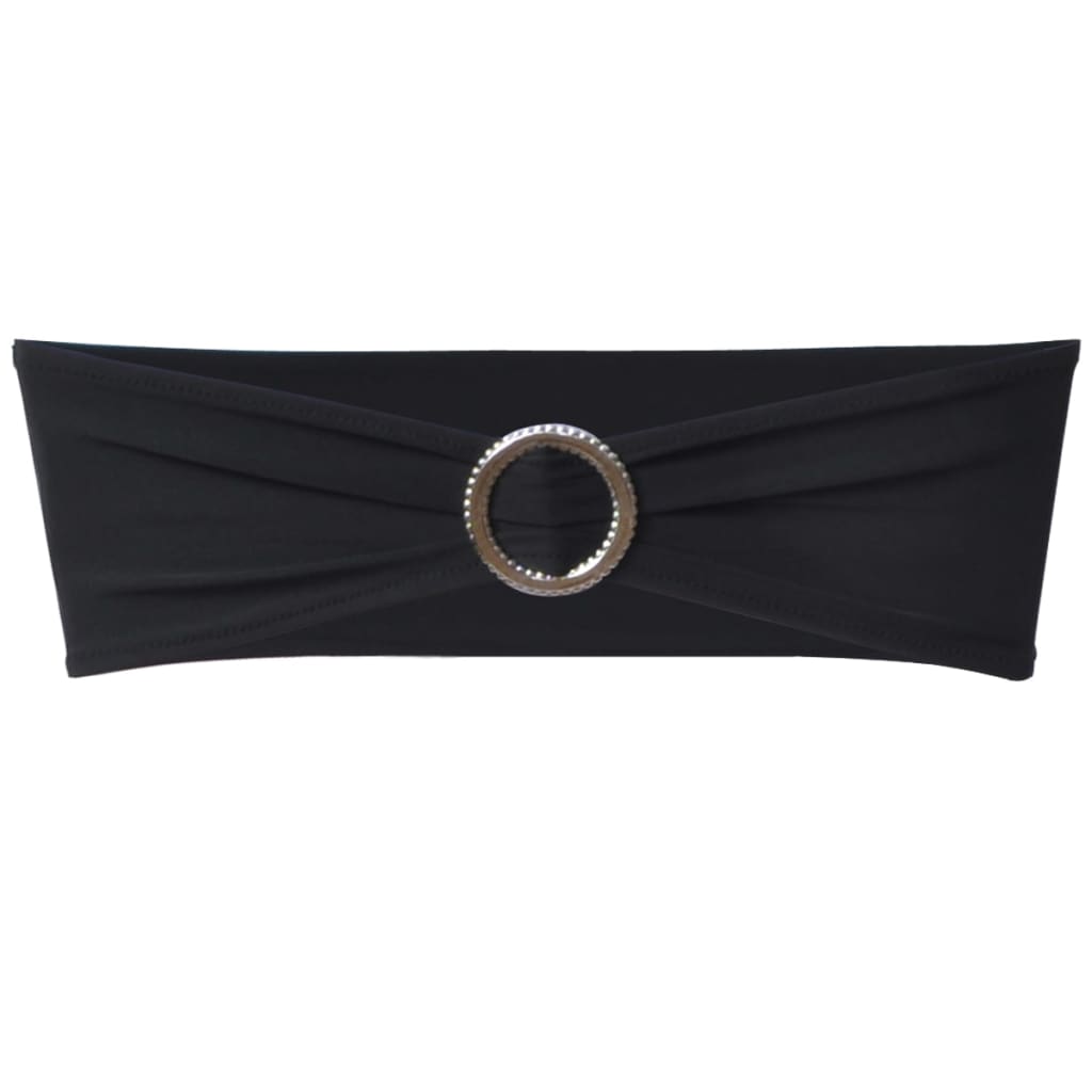 25 pcs Black Stretchable Decorative Chair Band with Diamond Buckle