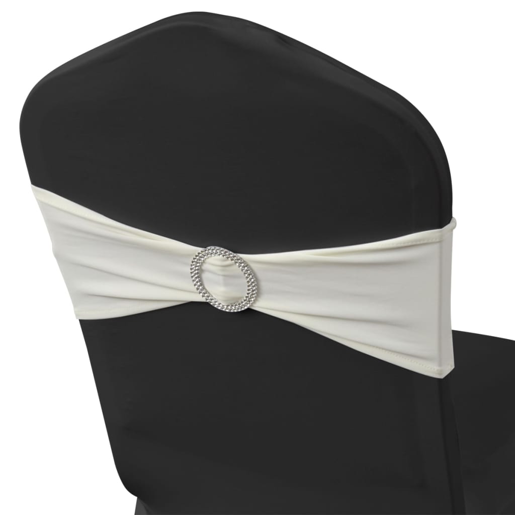 25 pcs Cream Stretchable Decorative Chair Band with Diamond Buckle