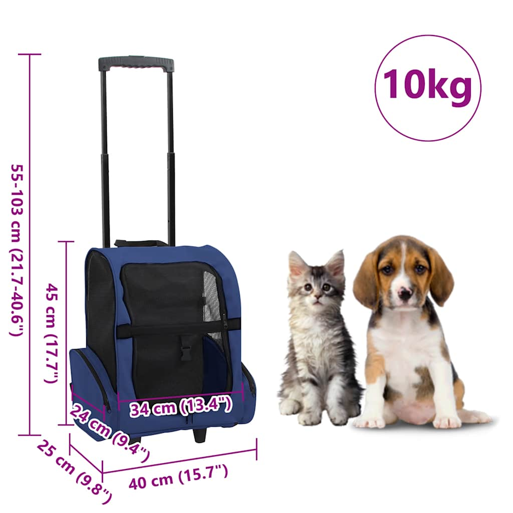 vidaXL Foldable Multipurpose Pet Trolley Blue