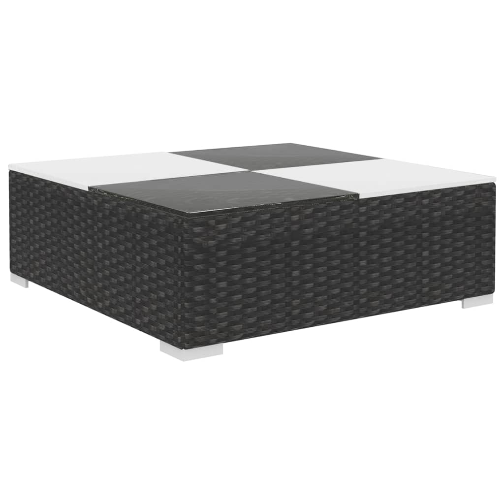 6 Piece Garden Lounge Set with Cushions Poly Rattan Black