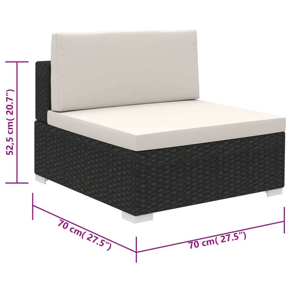 vidaXL 6 Piece Garden Lounge Set with Cushions Poly Rattan Black