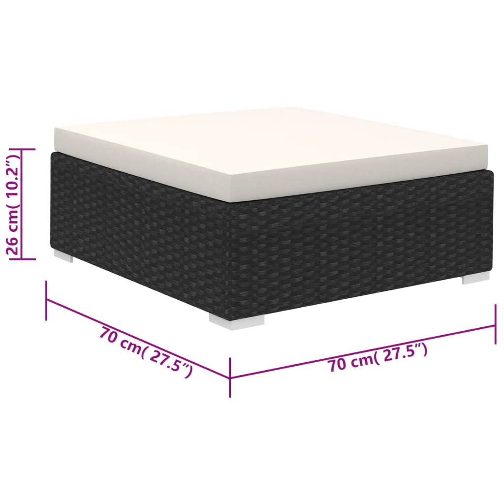 vidaXL 6 Piece Garden Lounge Set with Cushions Poly Rattan Black