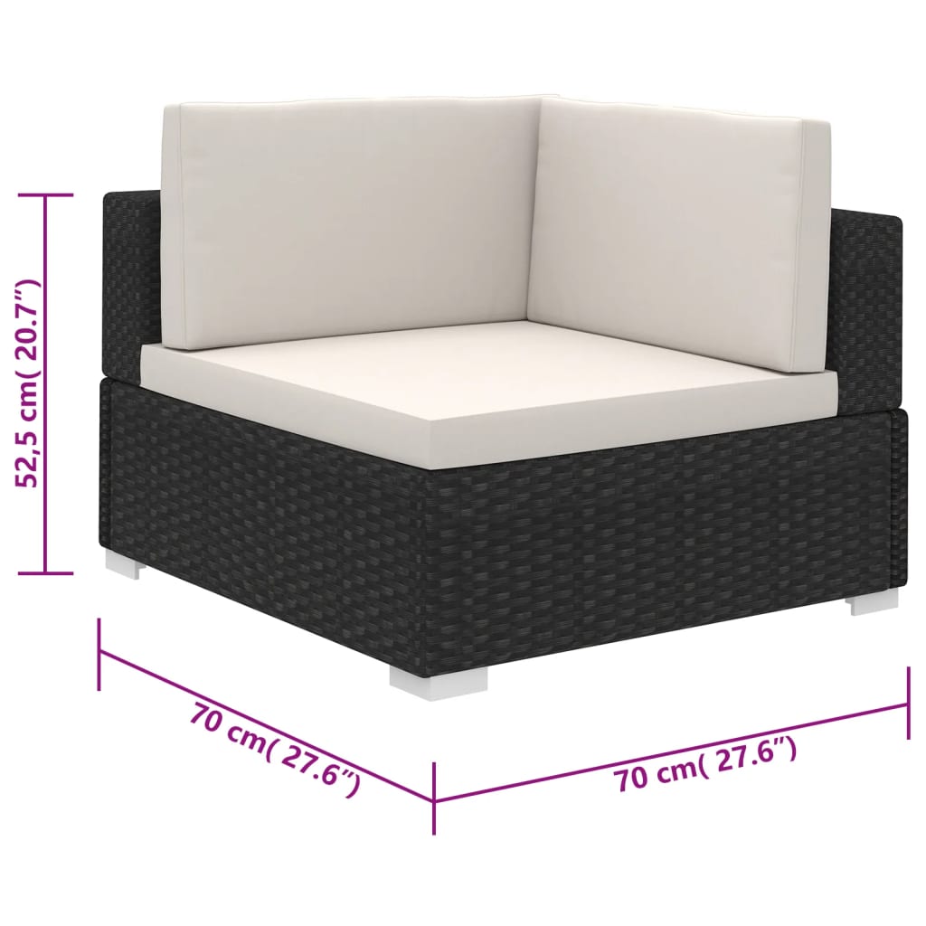 vidaXL 6 Piece Garden Lounge Set with Cushions Poly Rattan Black