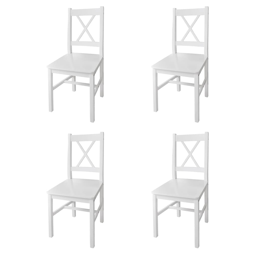 Dining Chairs 4 pcs White Pinewood