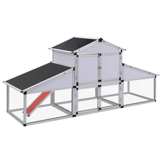 Chicken Coop | Silver, Black | Aluminium, Iron wire mesh, MDF | Large