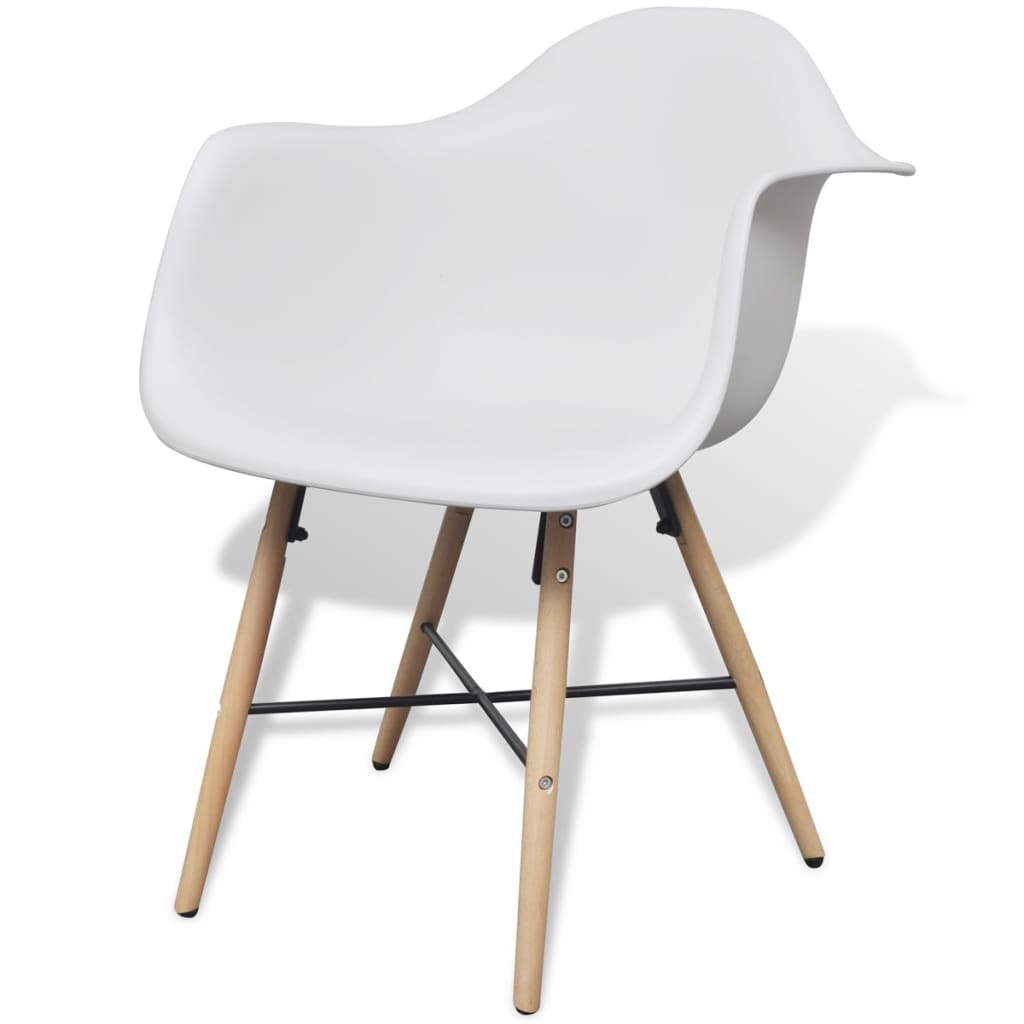 vidaXL Dining Chairs 2 pcs White Plastic and Beechwood