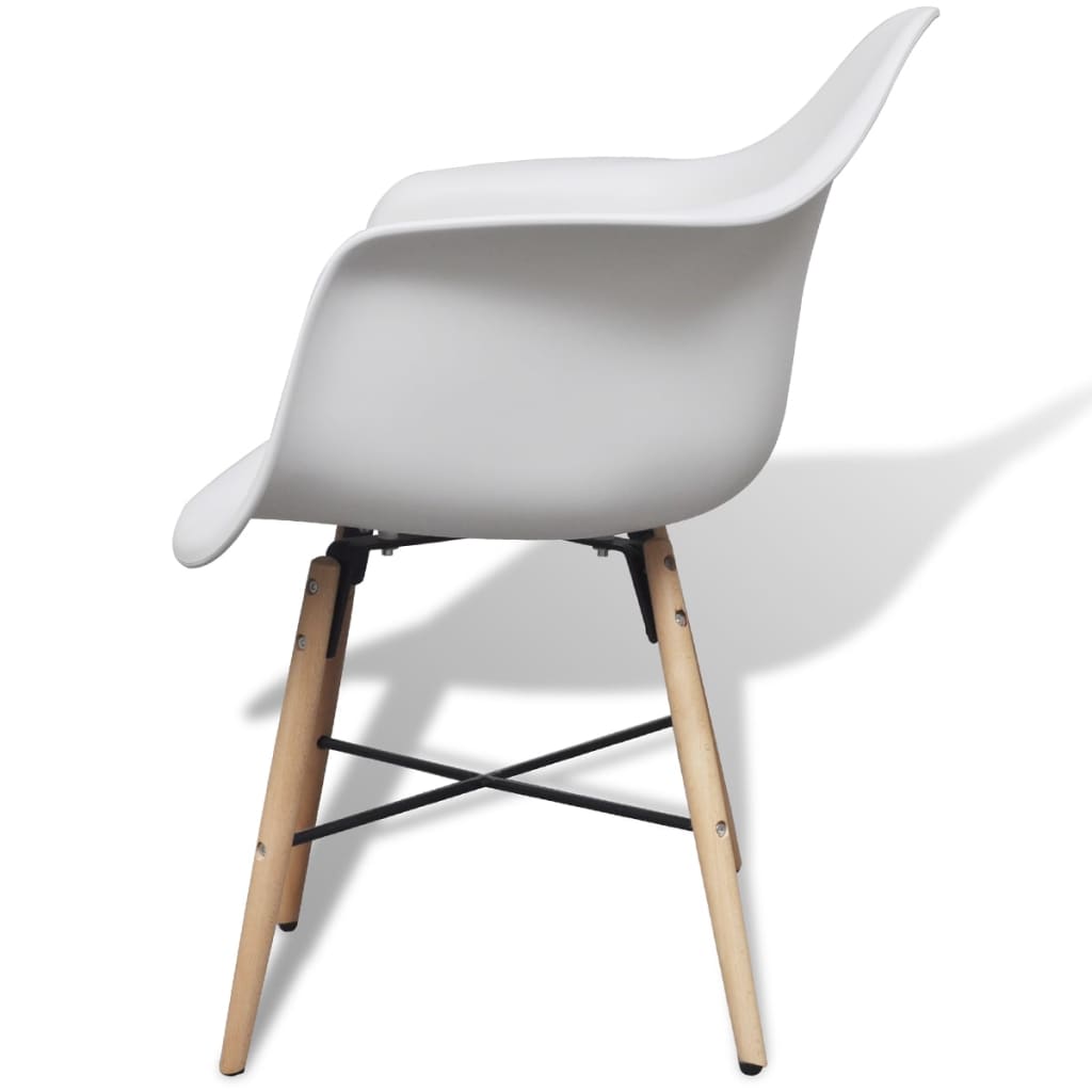 vidaXL Dining Chairs 2 pcs White Plastic and Beechwood