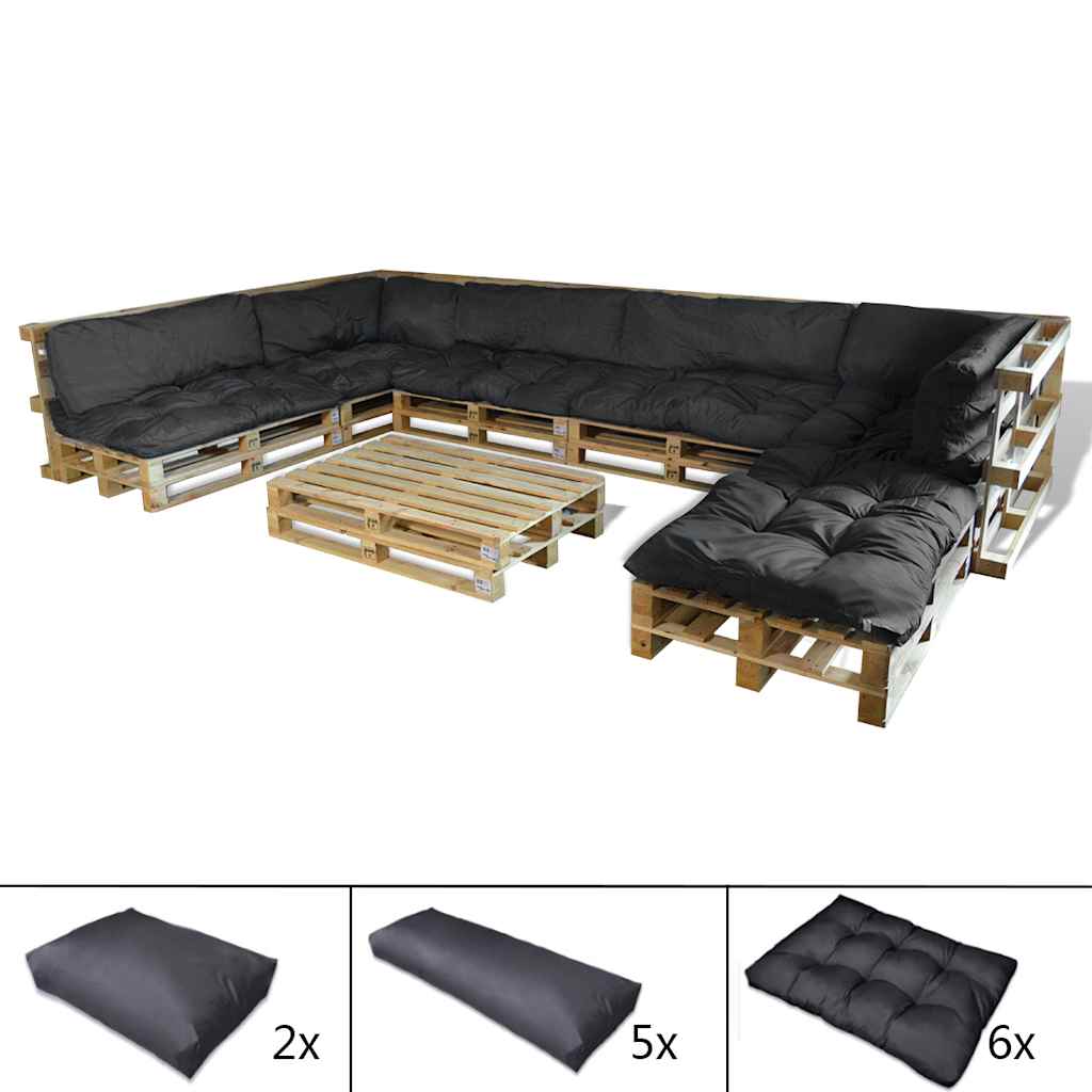 Pallet Sofa Cushion 13 pcs Grey 120 x 80 x 10 cm Fabric