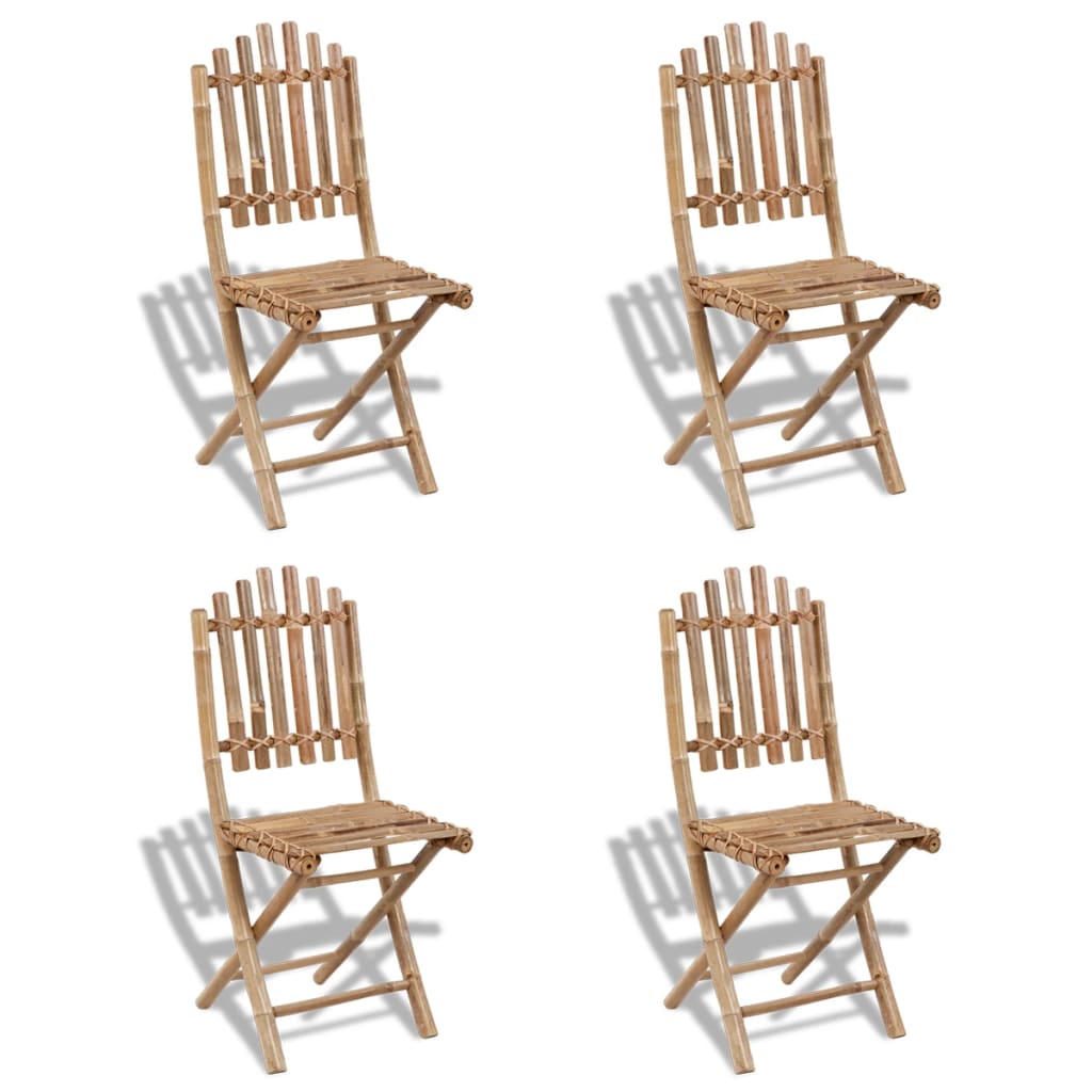 vidaXL 5 Piece Folding Outdoor Dining Set Bamboo