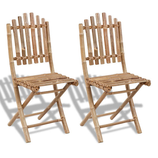 Folding Chairs 2 pcs Bamboo
