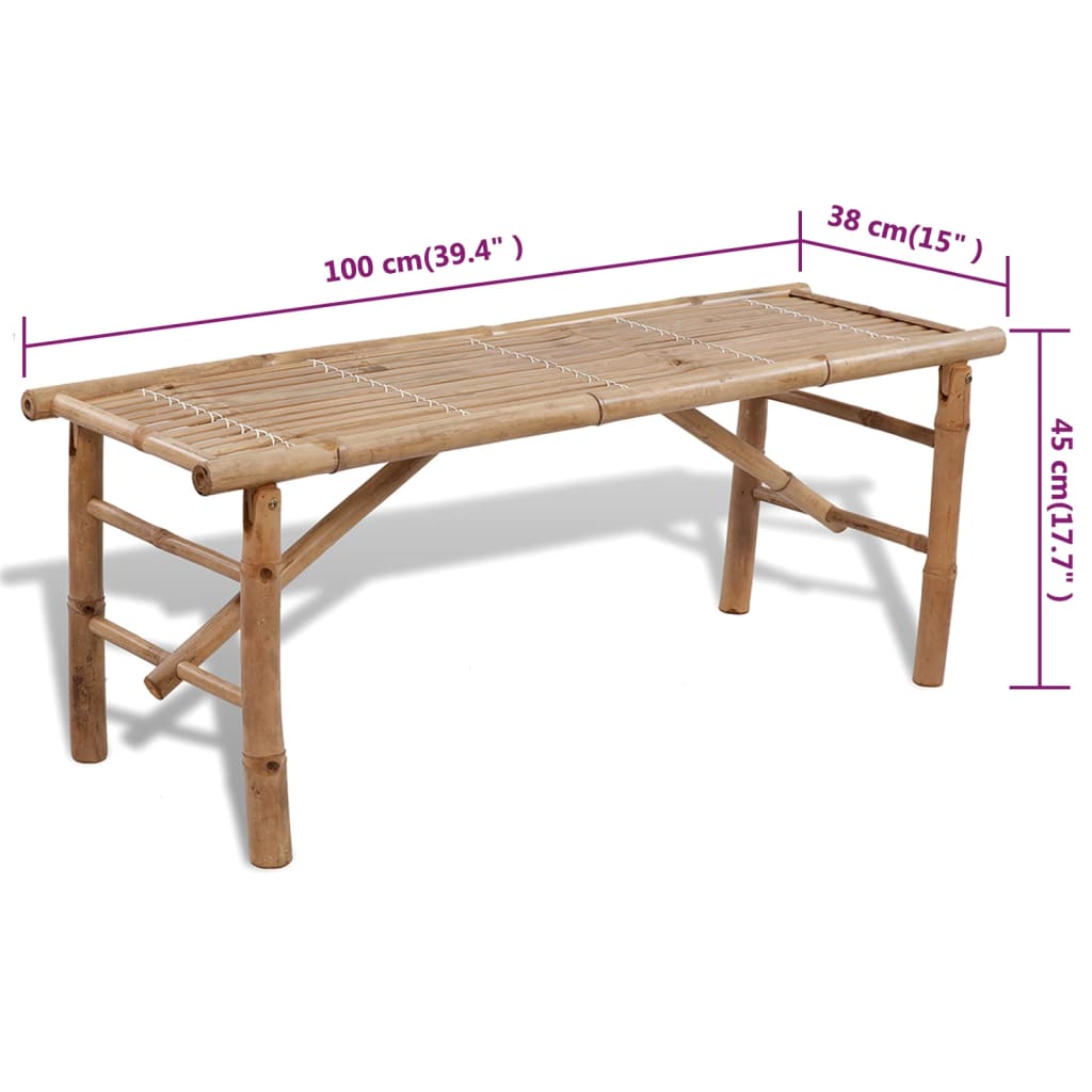 vidaXL Beer Table with 2 Benches 100 cm Bamboo