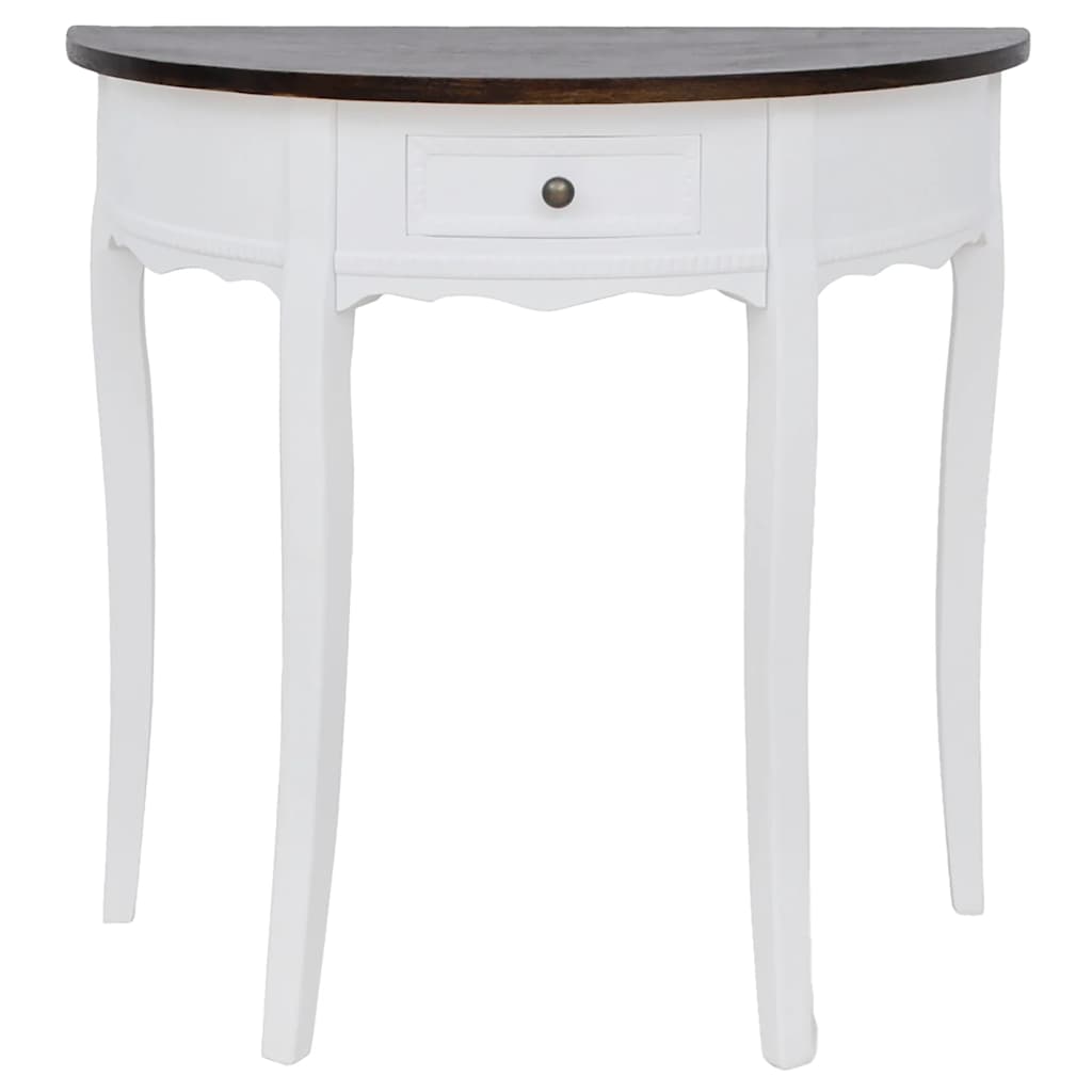 Console Table with Drawer and Brown Top Half-round
