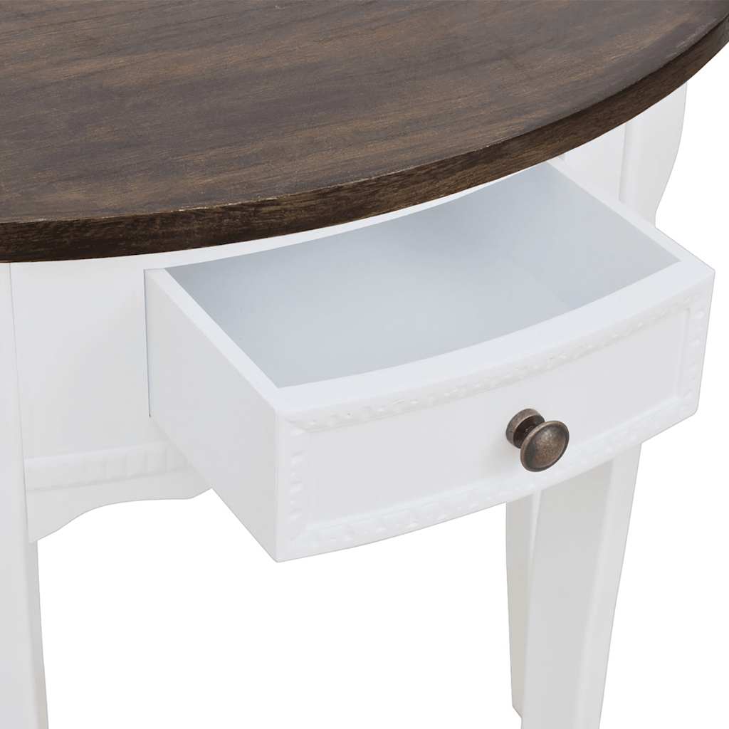 Console Table with Drawer and Brown Top Half-round
