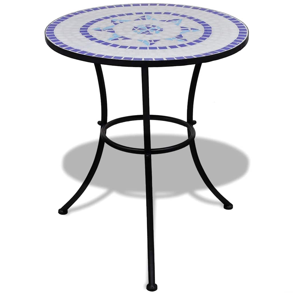 41530 vidaXL Bistro Table Blue and White 60 cm Mosaic