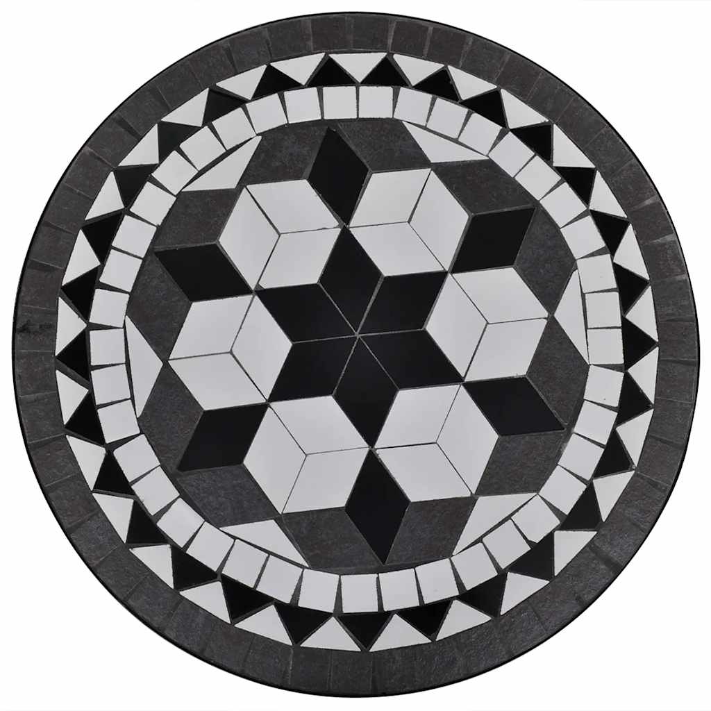 41532 vidaXL Bistro Table Black and White 60 cm Mosaic