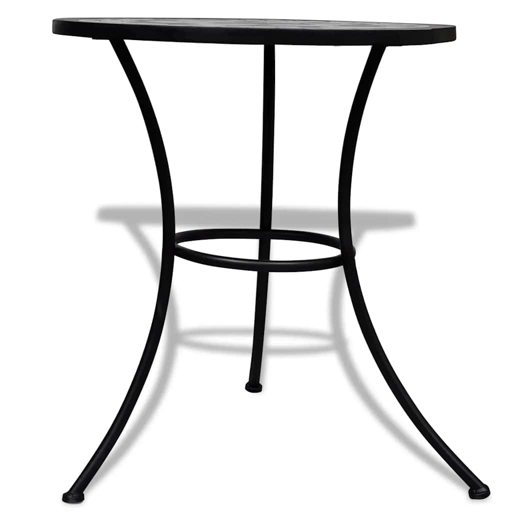 41532 vidaXL Bistro Table Black and White 60 cm Mosaic