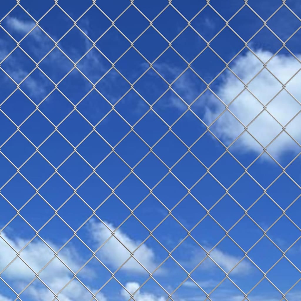 vidaXL Chain Link Fence with Posts Galvanised Steel 25x1.5 m Silver