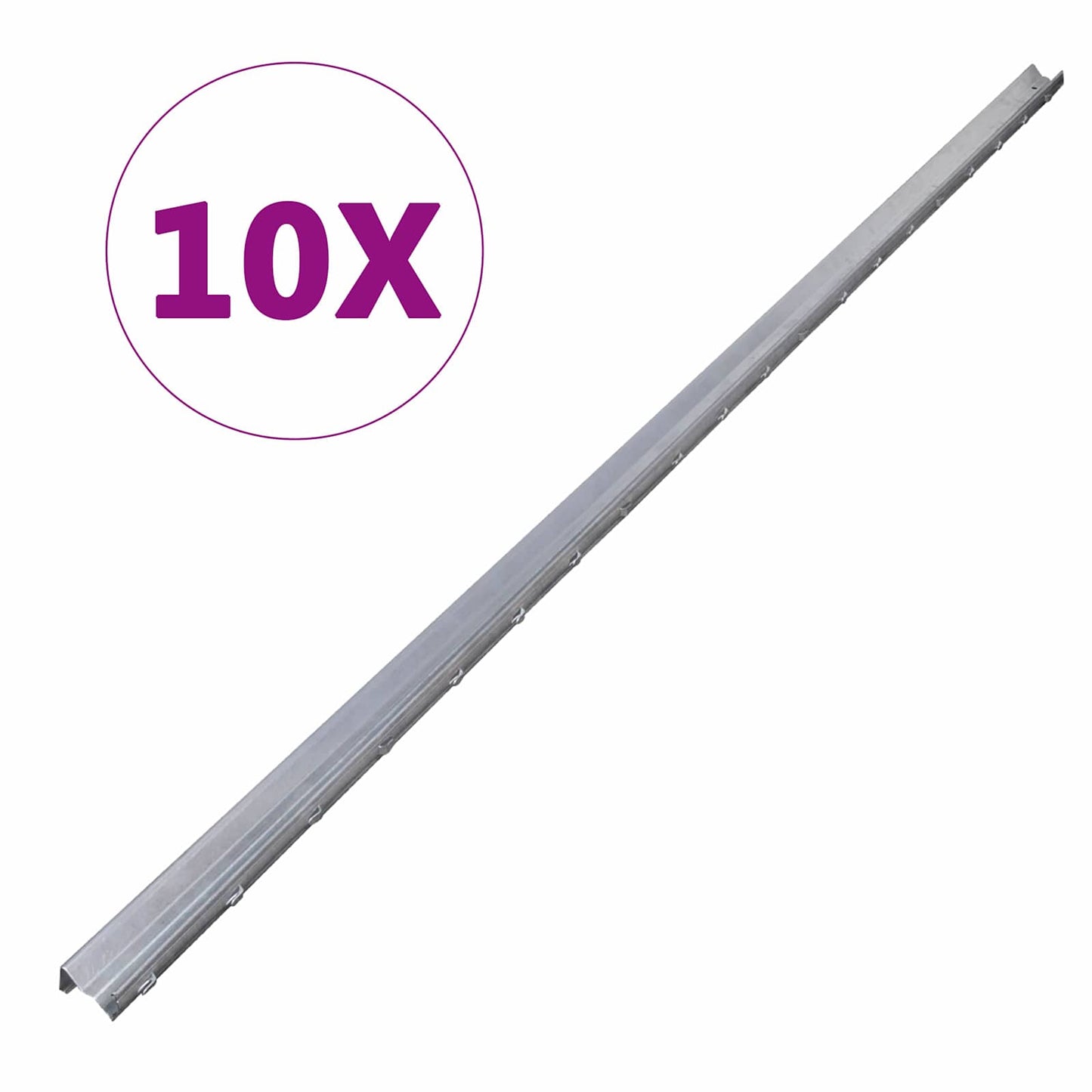 Fence Post 10 pcs Silver 200 cm Steel