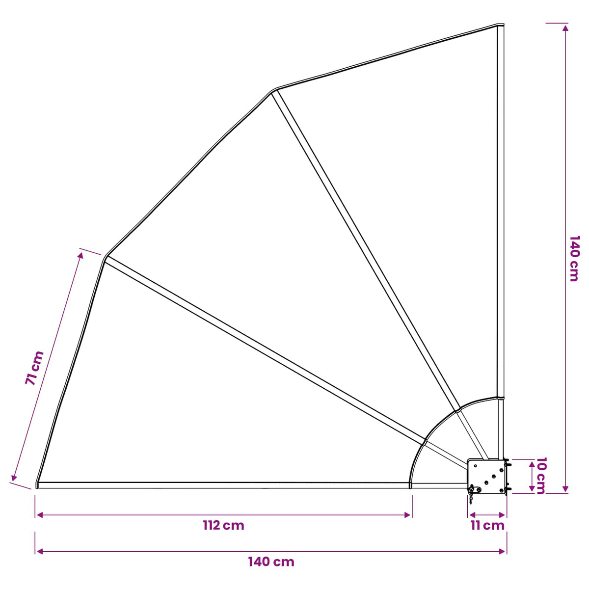 41575 vidaXL Collapsible Balcony Side Awning Grey 140x140 cm