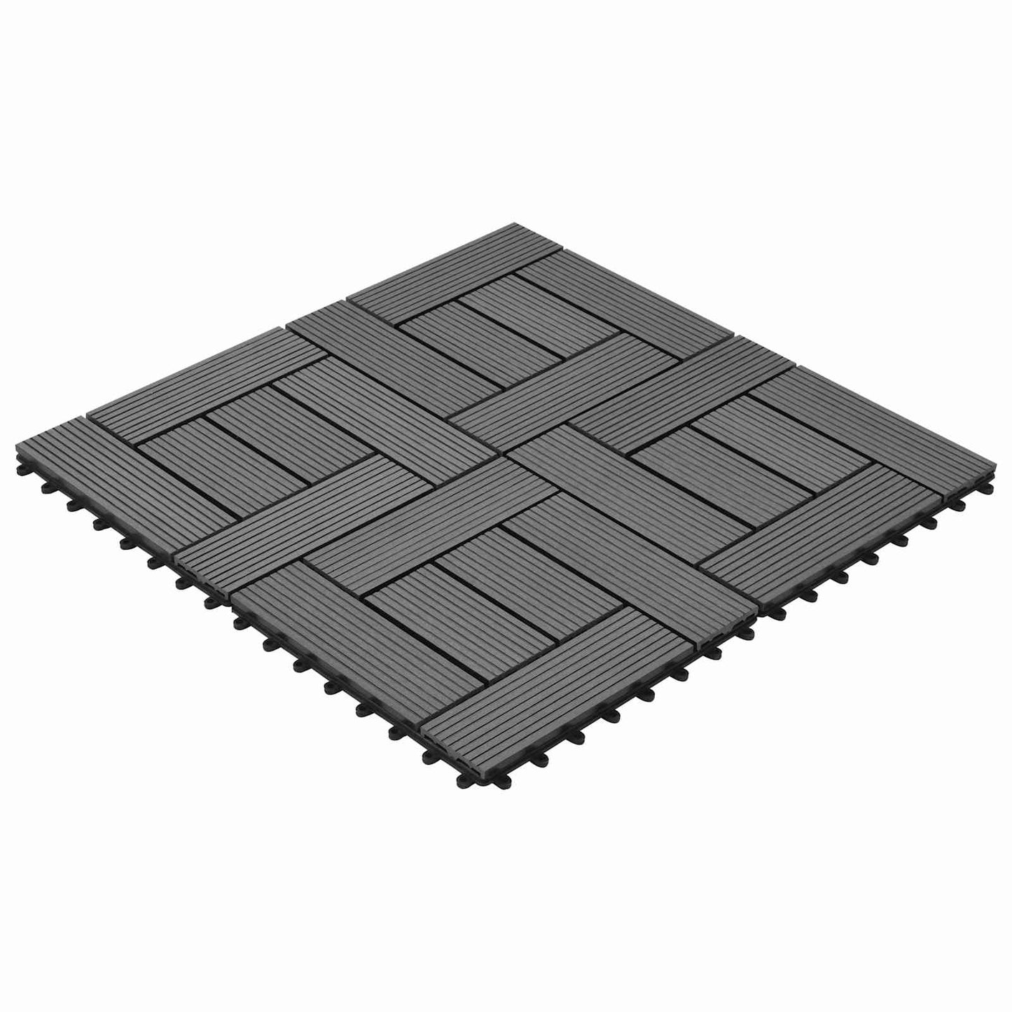 Decking Tile 11 pcs Grey 30 x 30 cm WPC