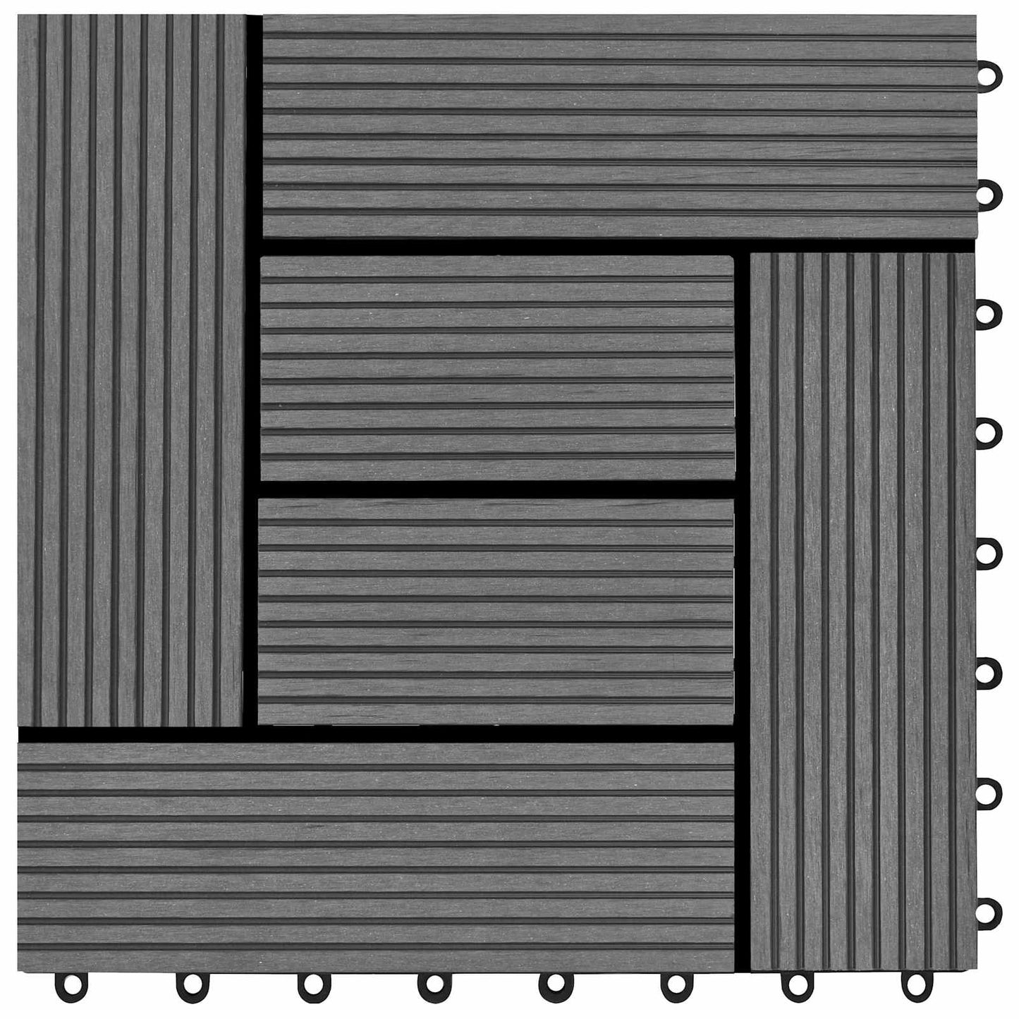 Decking Tile 11 pcs Grey 30 x 30 cm WPC