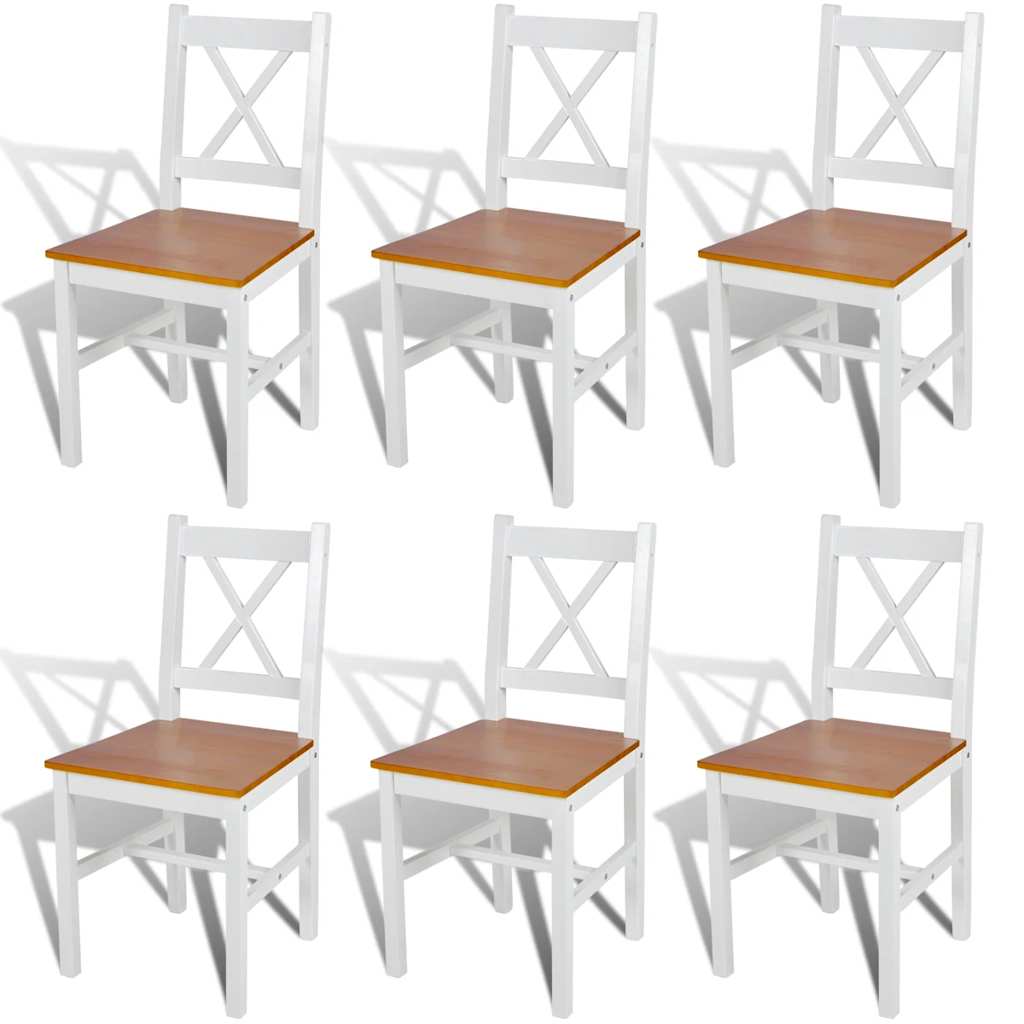 Dining Chairs 6 pcs White Pinewood