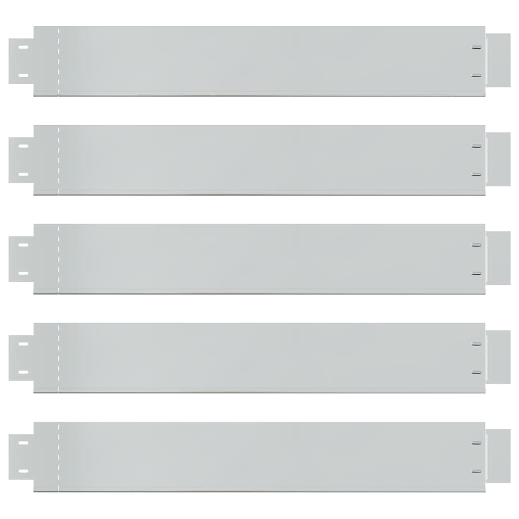 141596 Set of 5 Flexible Lawn Fence Galvanised Steel 100 x 14 cm