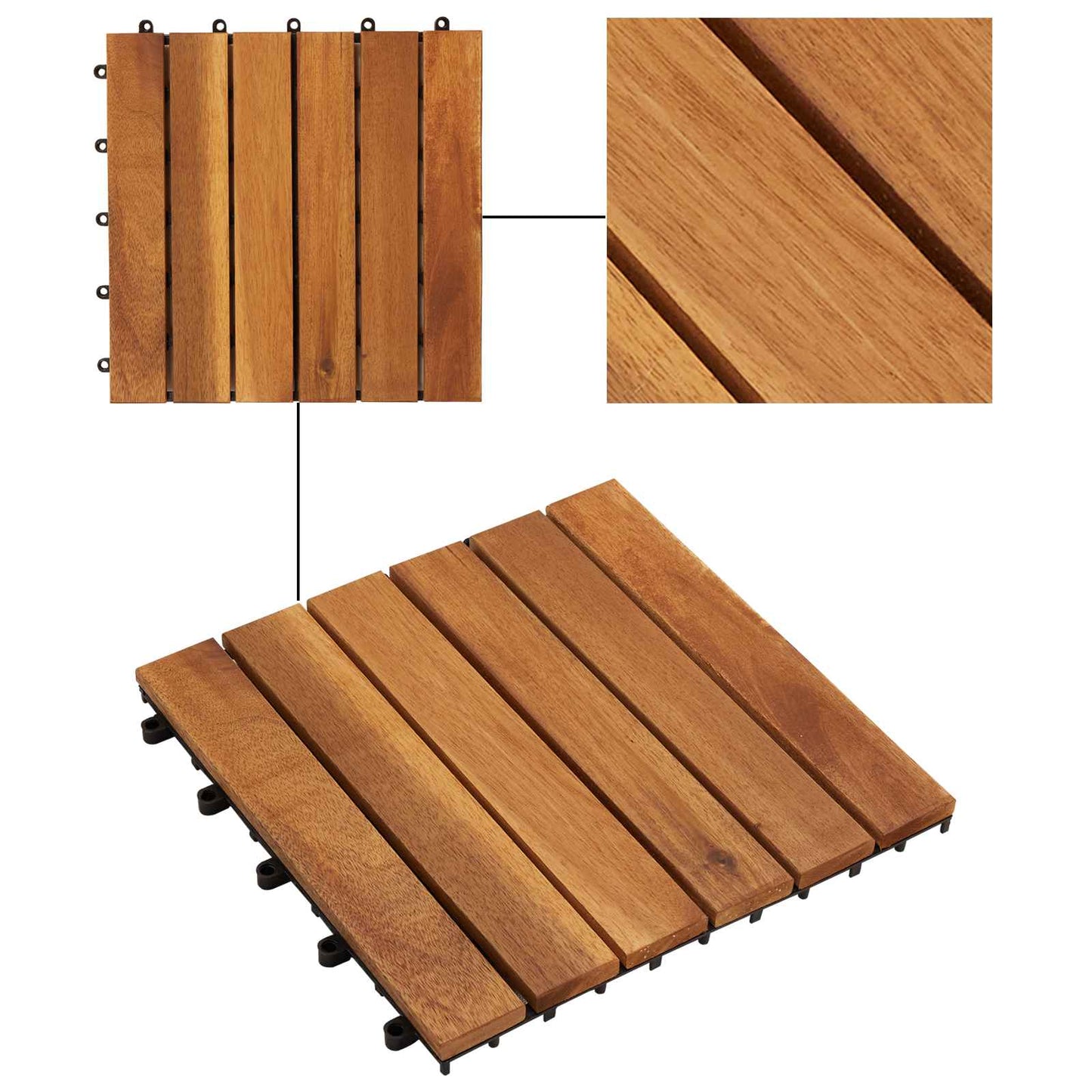 Decking Tile 10 pcs Brown 30 x 30 cm Acacia Hardwood