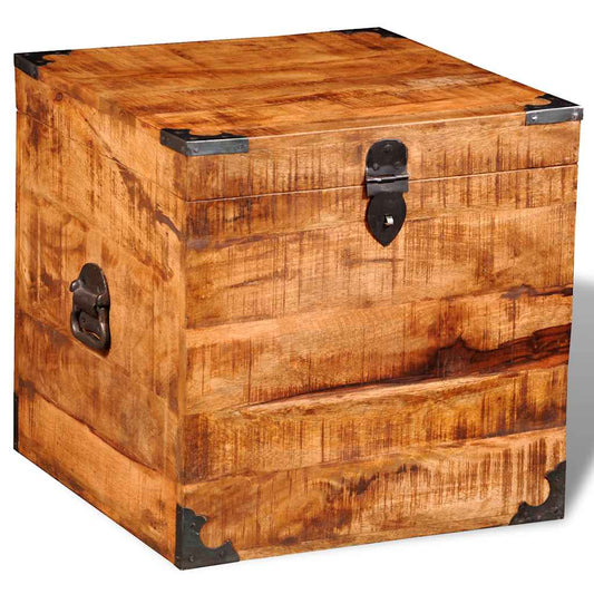 Storage Box | Brown | Rough mango wood | 46 x 46 x 46 cm | Storage Box