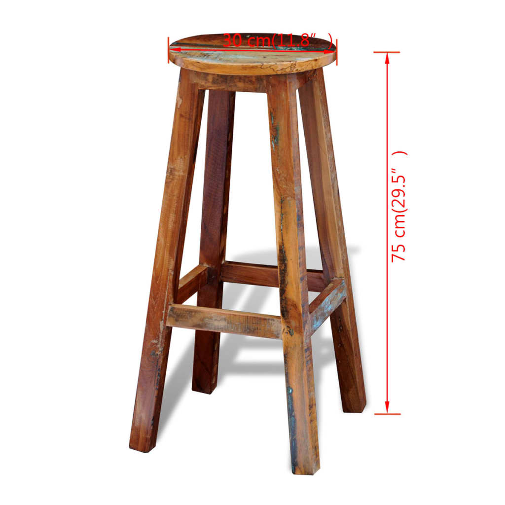 vidaXL Bar Stool Solid Reclaimed Wood