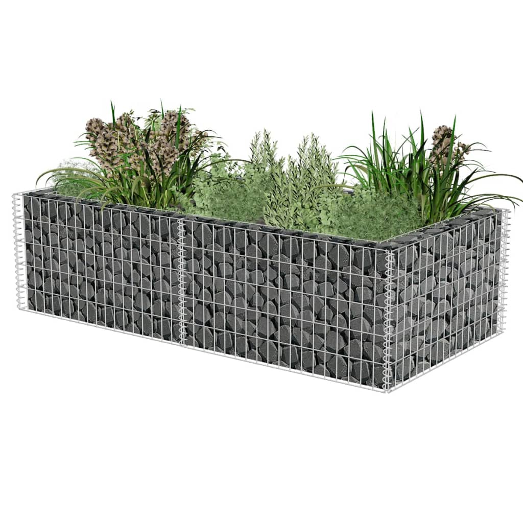 vidaXL Gabion Planter Galvanised Steel 180x90x50 cm