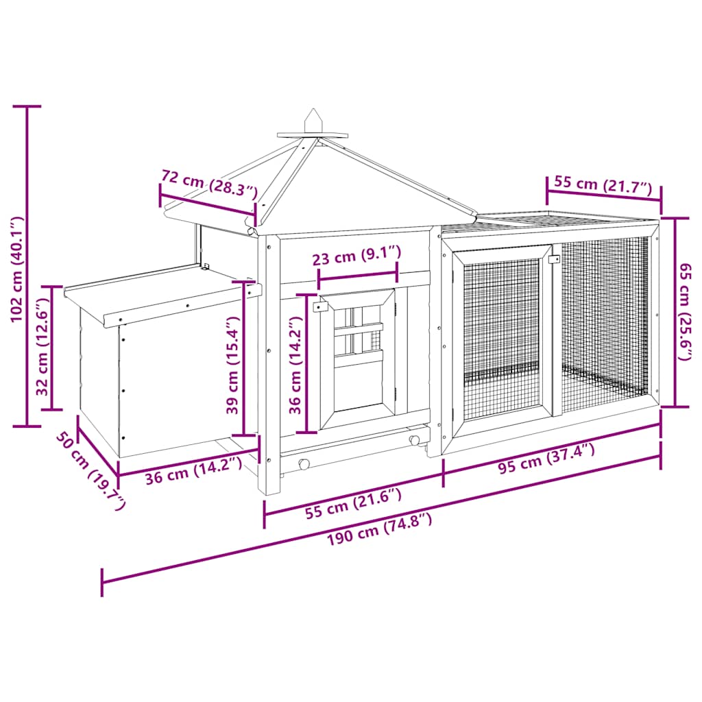 Chicken Coop | Brown | Solid firwood, plywood, galvanised steel | Large