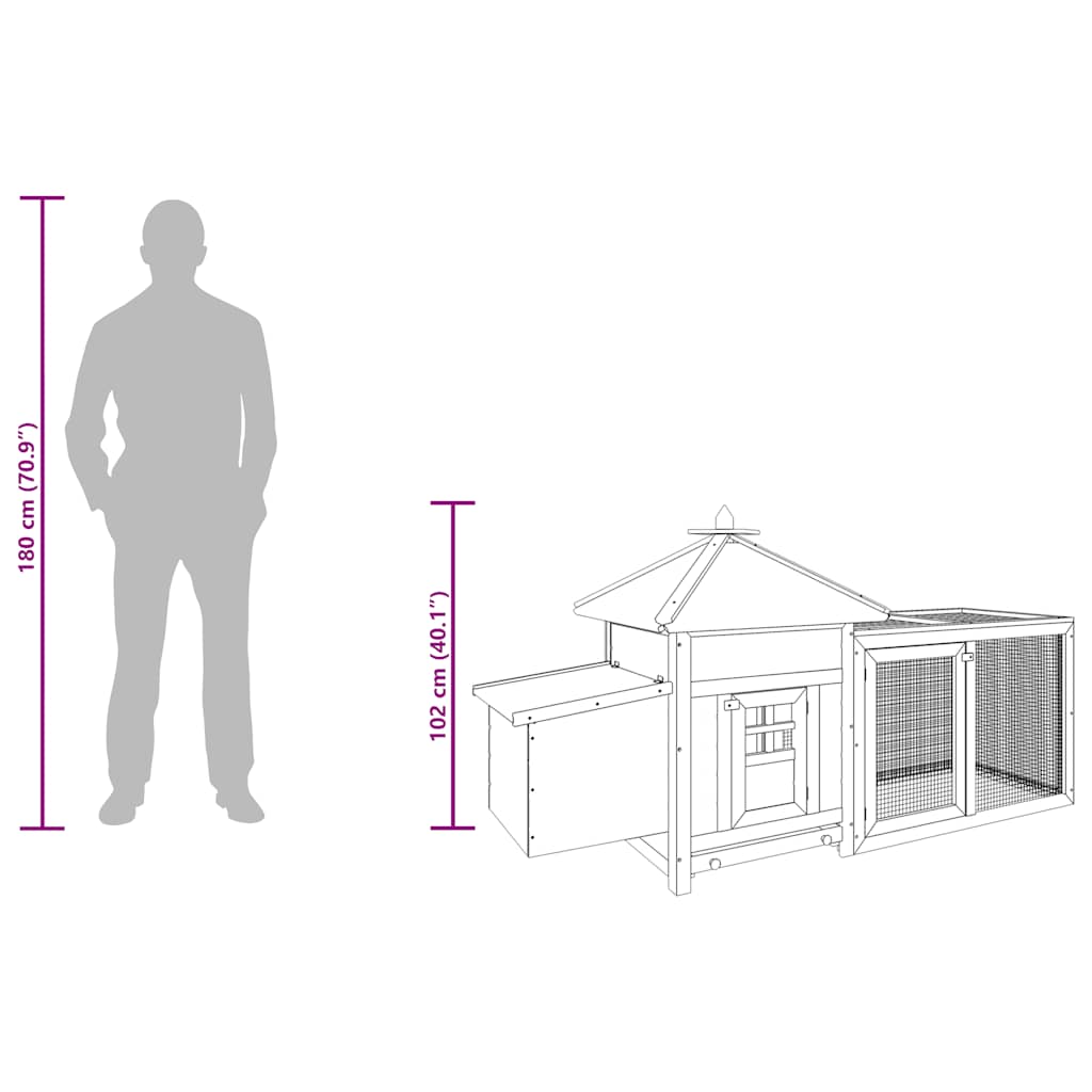 Chicken Coop | Brown | Solid firwood, plywood, galvanised steel | Large