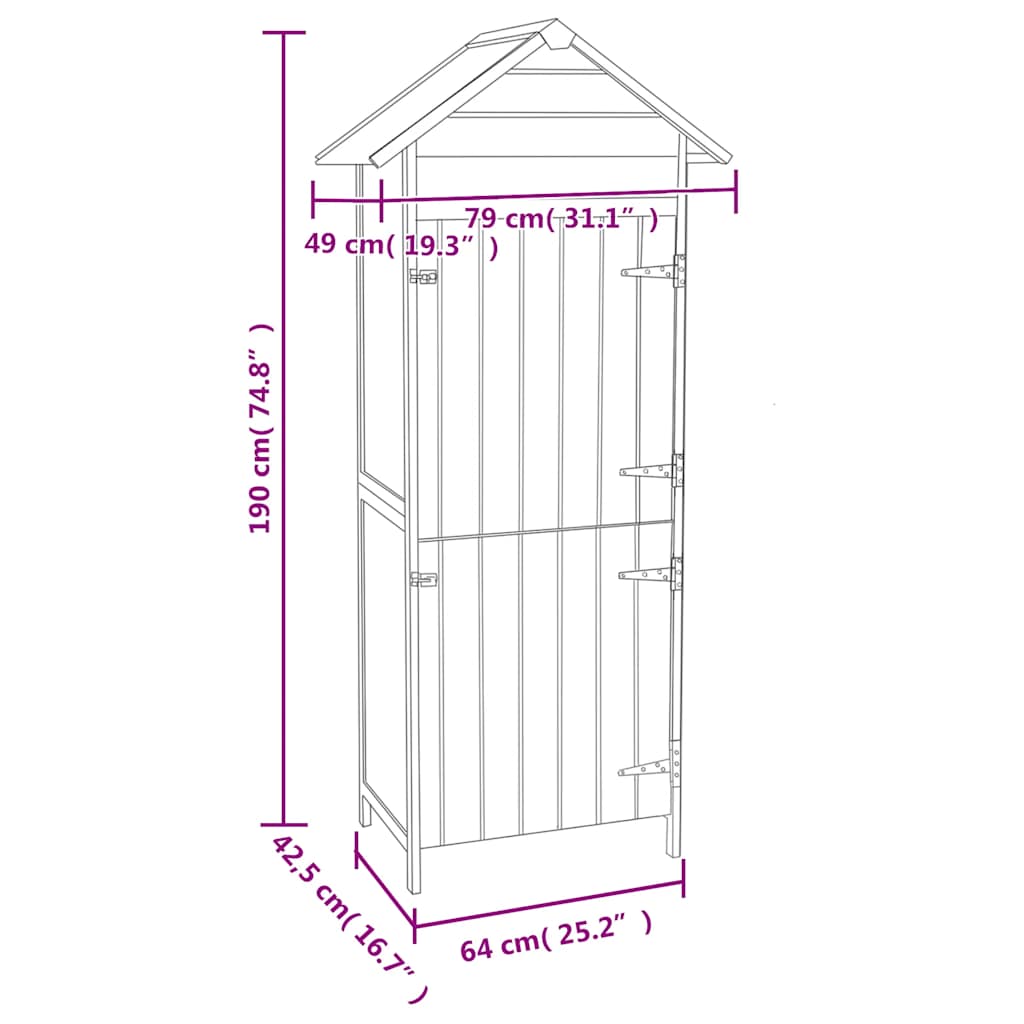 Garden Storage Cabinet Brown 42.5x64x190 cm