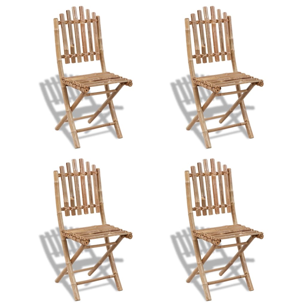 Garden Chair | Set of 4 | Natural Bamboo | Solid Bamboo | Medium