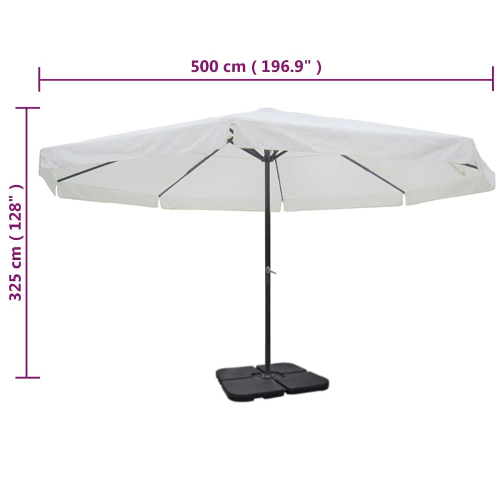 vidaXL Aluminium Garden Parasol with Portable Base White