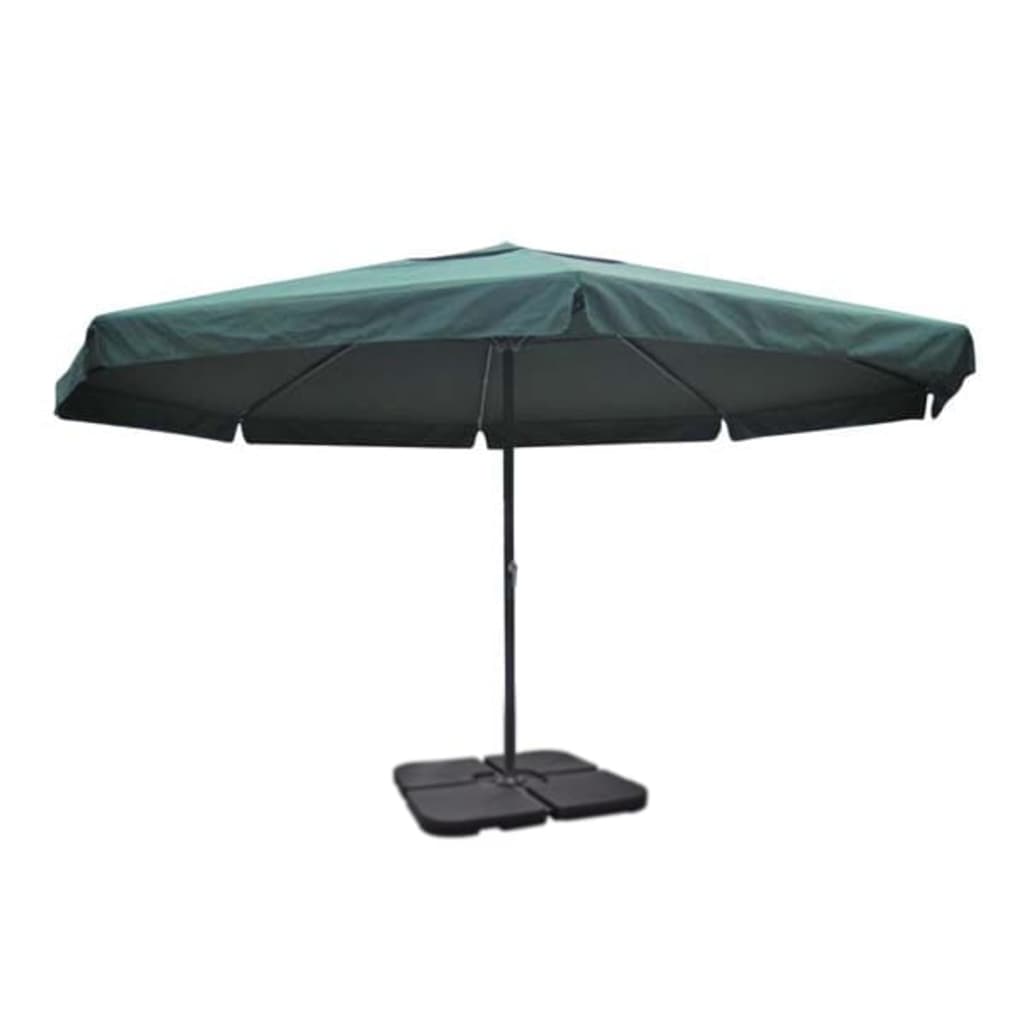 vidaXL Aluminium Garden Parasol with Portable Base Green