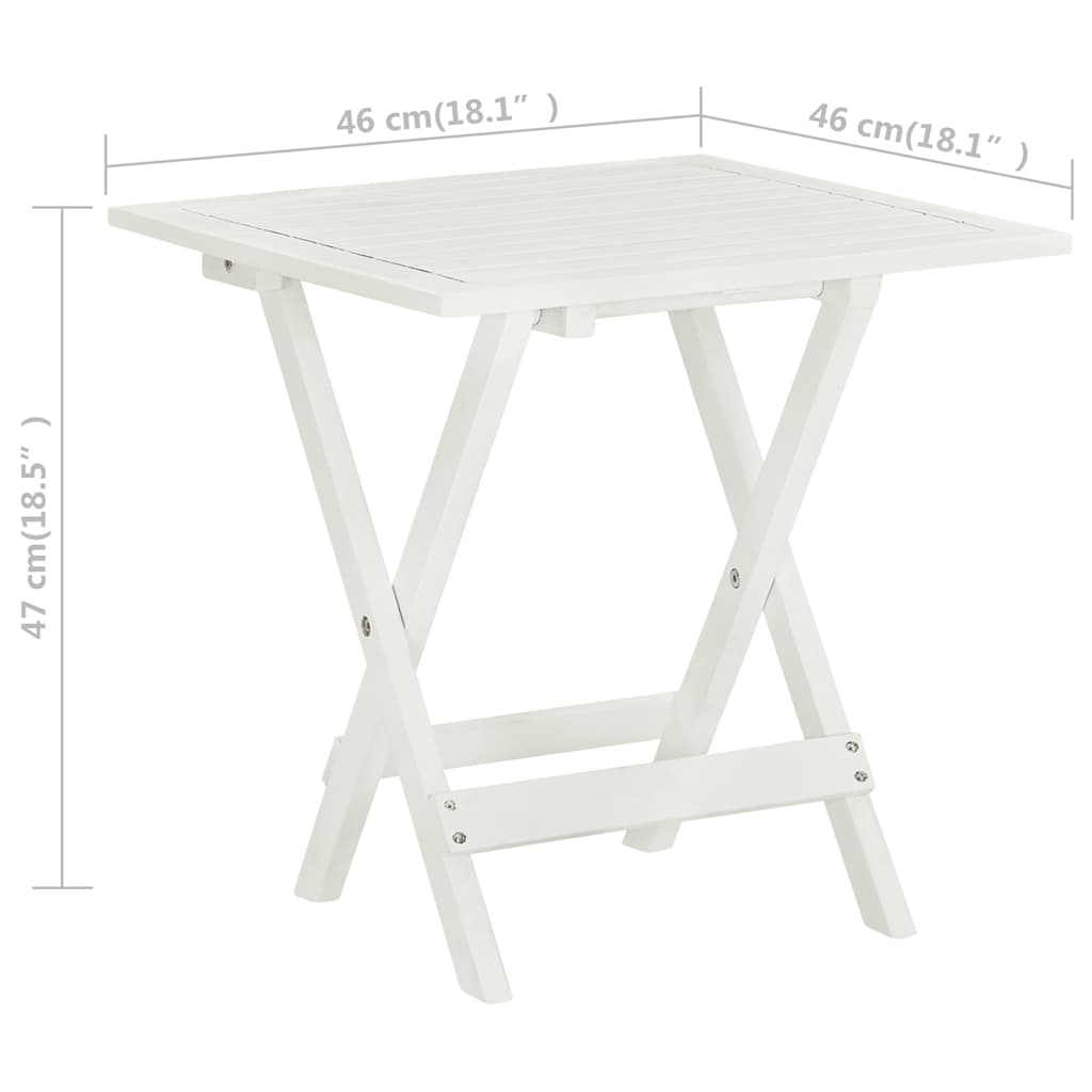 41436 vidaXL Bistro Table White 46x46x47 cm Solid Acacia Wood