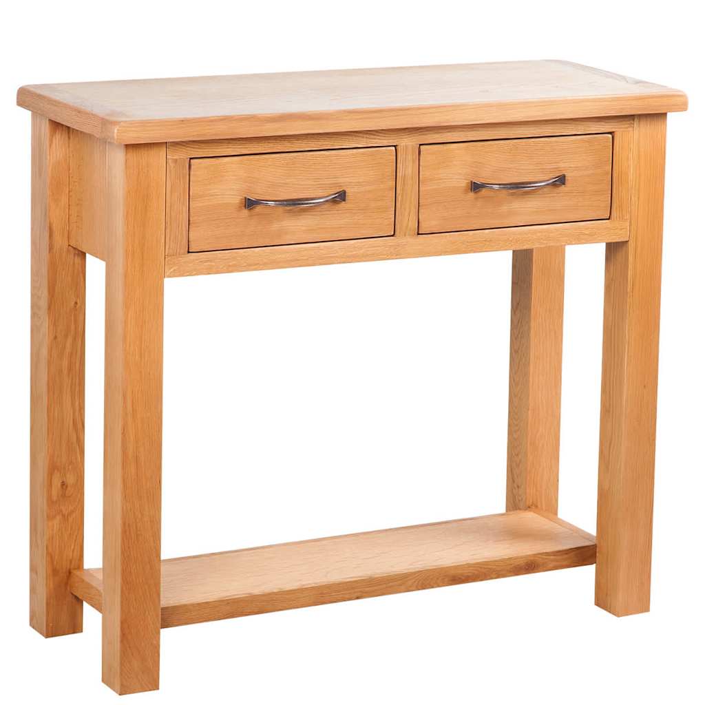 241675 vidaXL Console Table with 2 Drawers 83x30x73 cm Solid Oak Wood