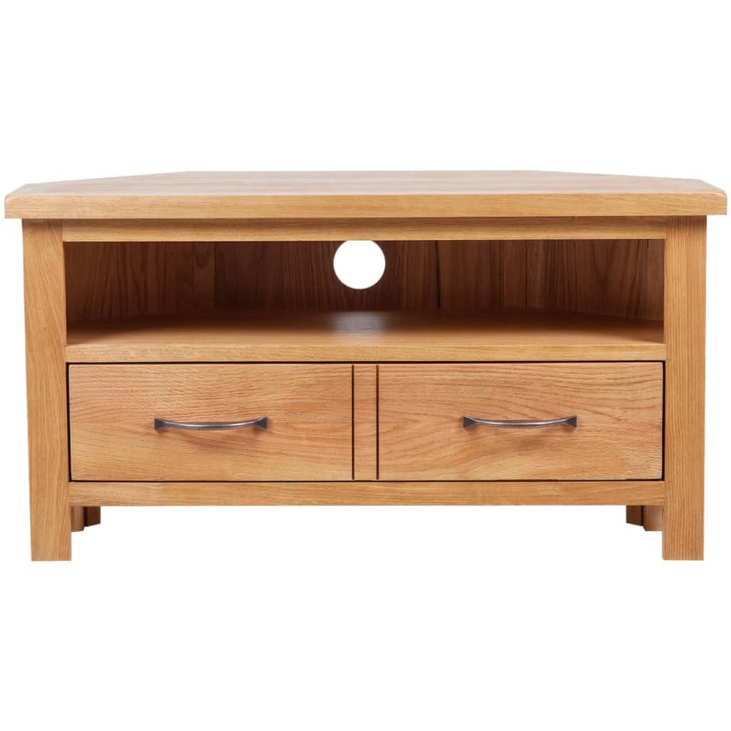 vidaXL TV Cabinet with Drawer 88 x 42 x 46 cm Solid Oak Wood