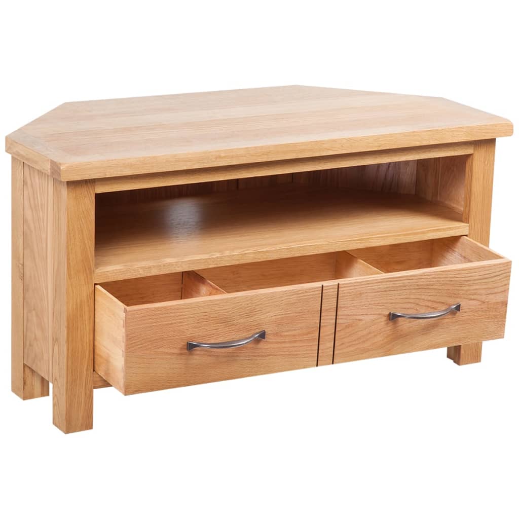 vidaXL TV Cabinet with Drawer 88 x 42 x 46 cm Solid Oak Wood