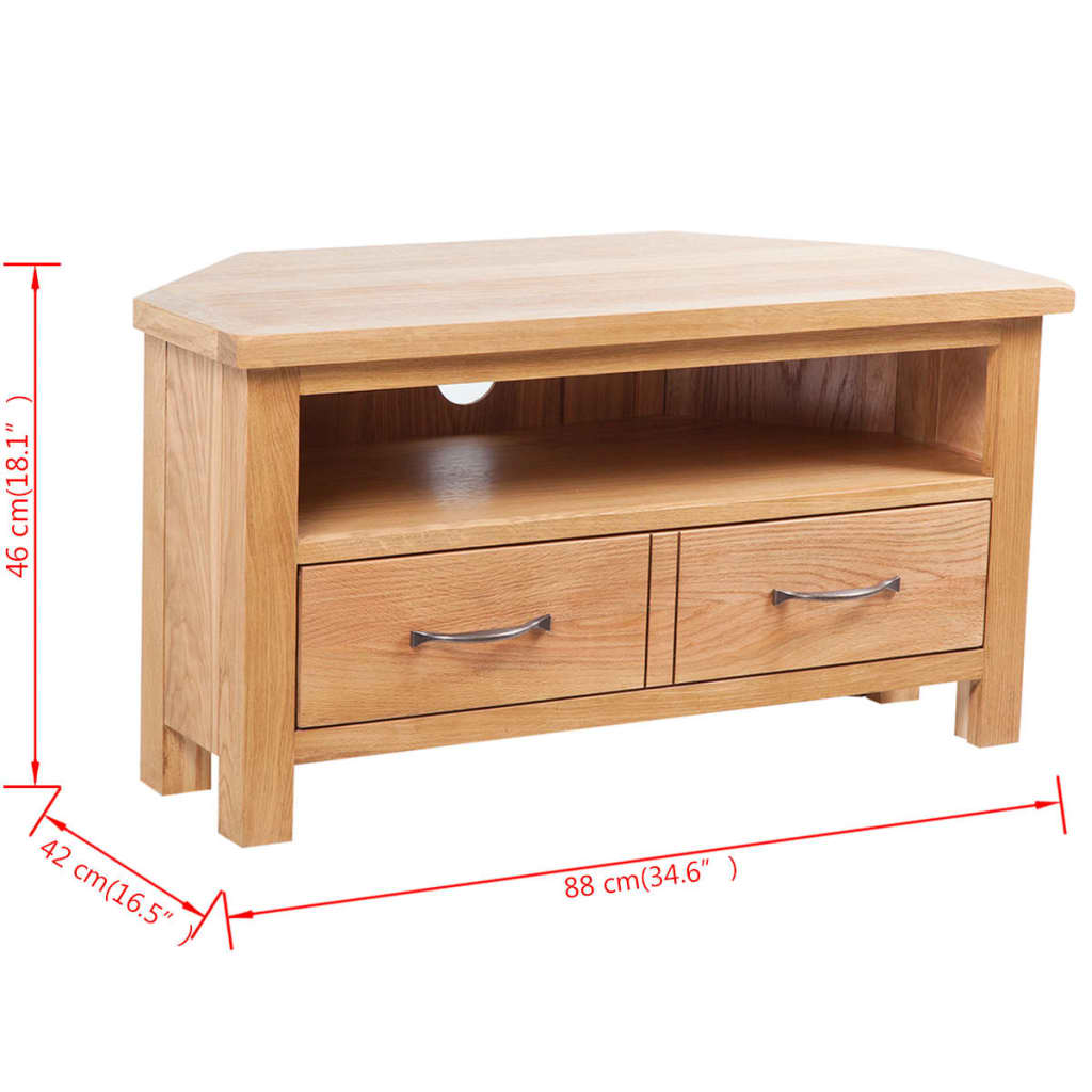 vidaXL TV Cabinet with Drawer 88 x 42 x 46 cm Solid Oak Wood