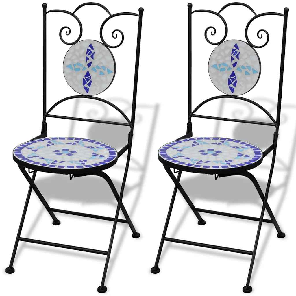 Patio Furniture | Blue and White | Powder-coated iron and ceramic tile