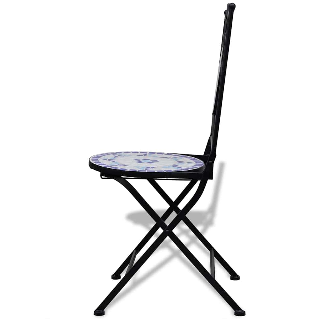 Patio Furniture | Blue and White | Powder-coated iron and ceramic tile