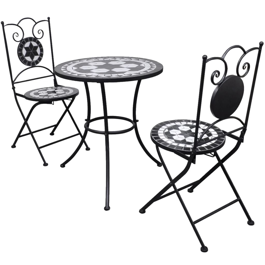 Patio Furniture | Black and White | Powder-coated iron and ceramic