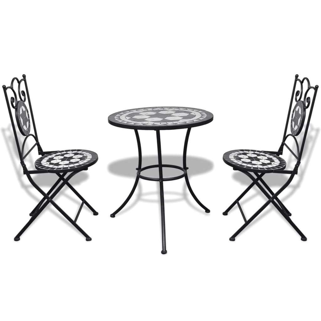 Patio Furniture | Black and White | Powder-coated iron and ceramic