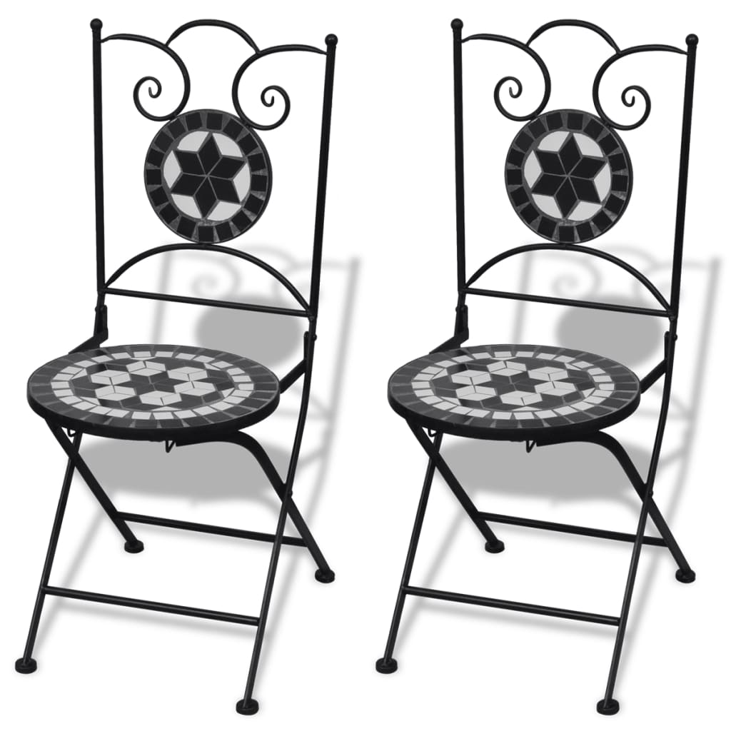 Patio Furniture | Black and White | Powder-coated iron and ceramic