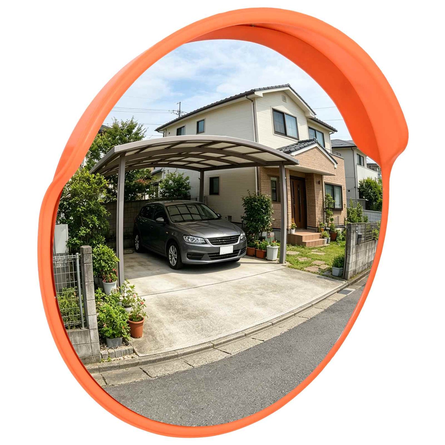 Convex Traffic Mirror PC Plastic Orange 60 cm Outdoor