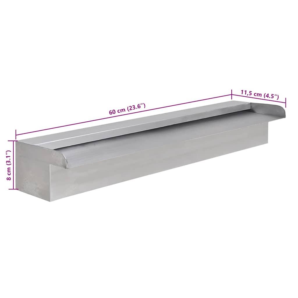 41667 Rectangular Waterfall Pool Fountain Stainless Steel 60 cm