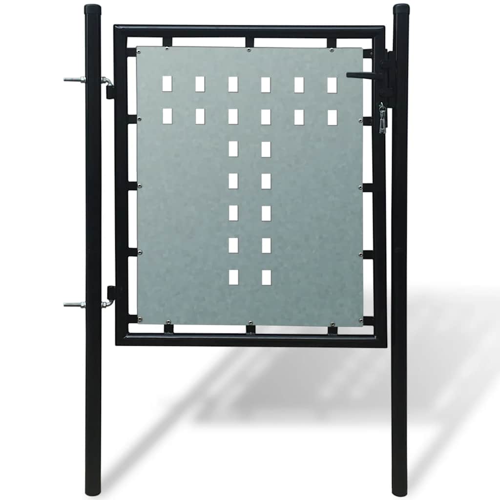 141684 vidaXL Black Single Door Fence Gate 100x75 cm